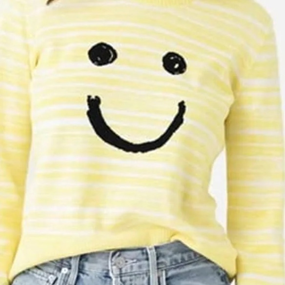 Kerri Rosenthal yellow smiley face sweater